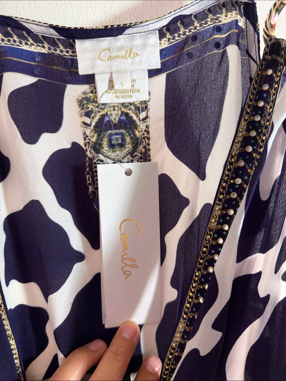Camilla Black, White and Gold Printed Maxi Dress - Picture 2 of 6